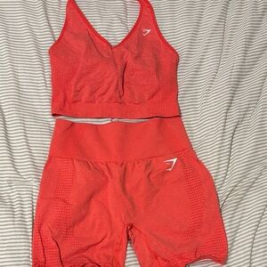 Gym shark  vital seamless Top and Shorts Set coral size medium